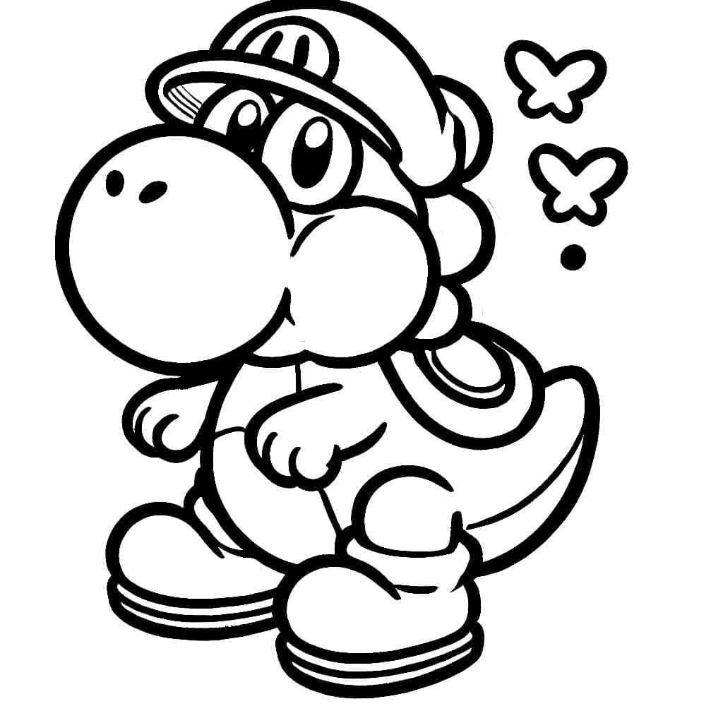 Desenho de Yoshi e Super Fofo para Colorir