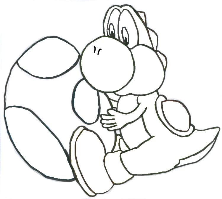 Desenho Yoshi com Ovo Grande para Colorir