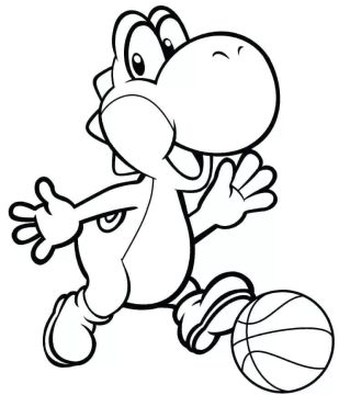 Desenho Yoshi com Uma Bola para Colorir