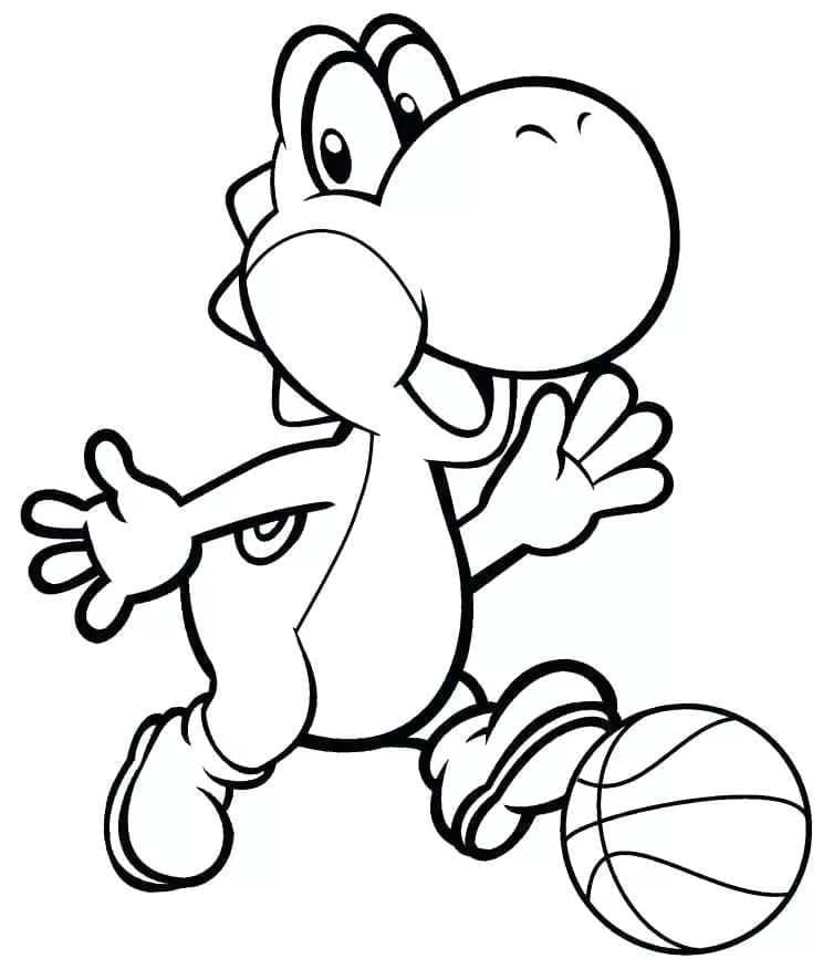 Desenho Yoshi com uma Bola para Colorir