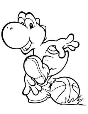 Desenho Yoshi e uma Bola para Colorir