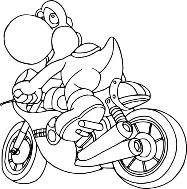 Desenho Yoshi na Moto para Colorir