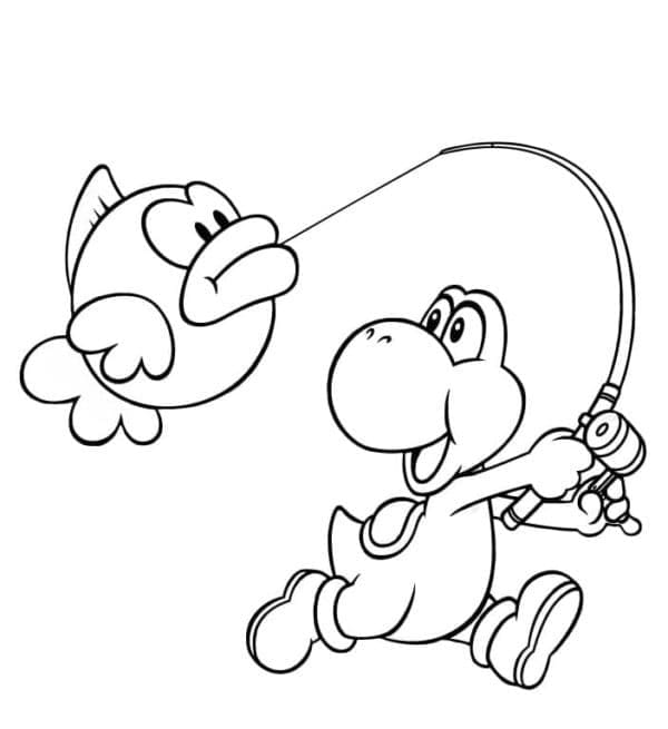 Desenho Yoshi Pescando para Colorir