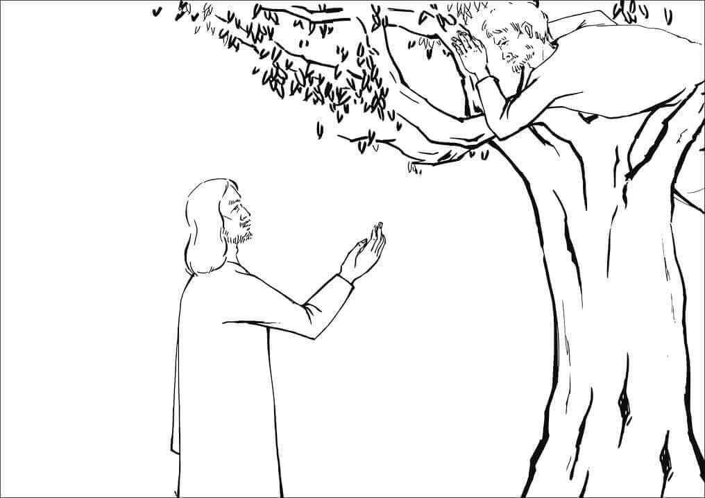 Desenho de Zaqueu Bíblia para Colorir com Giz de Cera