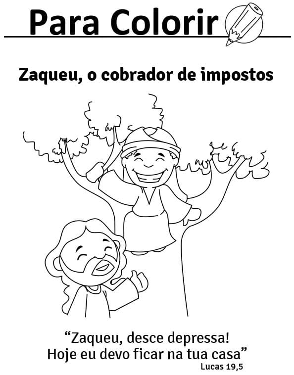 Desenho de Zaqueu Bíblia para Colorir Imprimivel Grátis