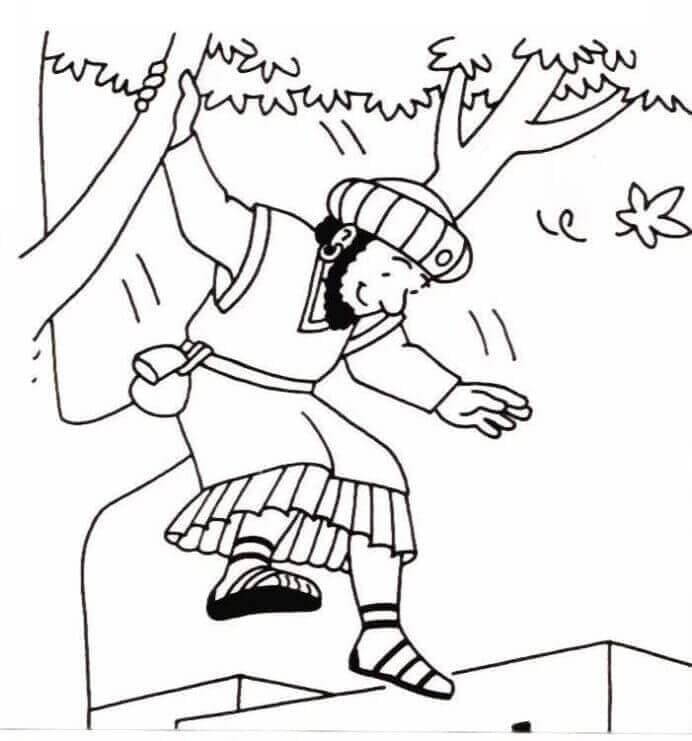 Desenho de Zaqueu Bíblia para Pintar com Giz de Cera