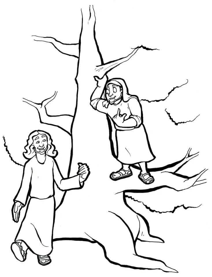 Desenho de Zaqueu e Jesus para Colorir e Baixar Pdf