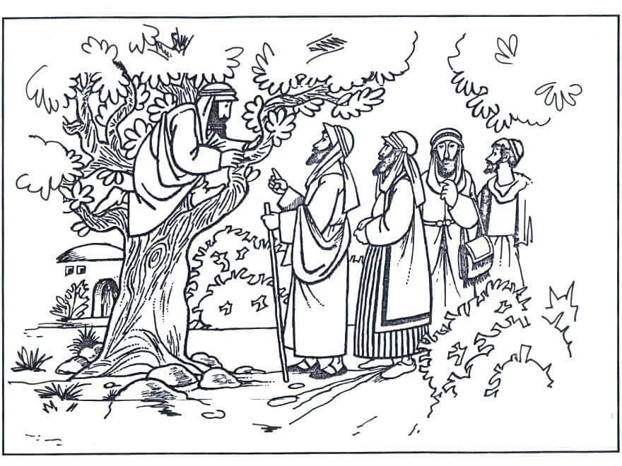 Desenho de Zaqueu e Jesus para Colorir Imprimivel Pdf
