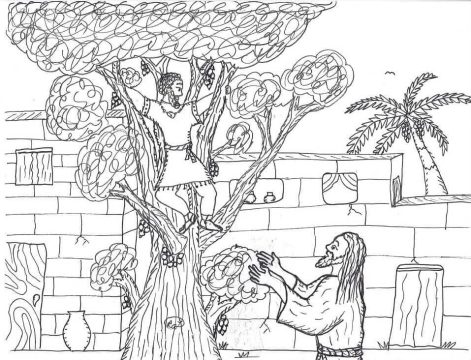 Desenho de Zaqueu Encontro com Jesus para Colorir Download
