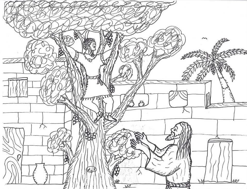 Desenho de Zaqueu Encontro com Jesus para Colorir Download
