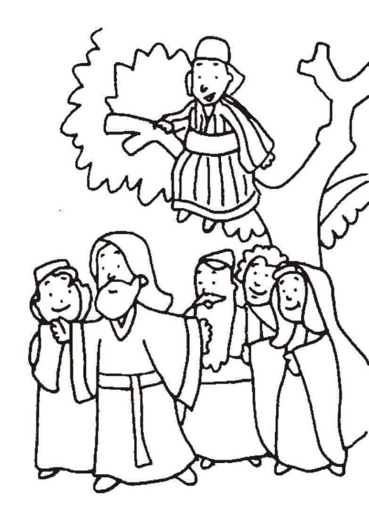 Desenho de Zaqueu Infantil para Colorir com Lápis de Cor