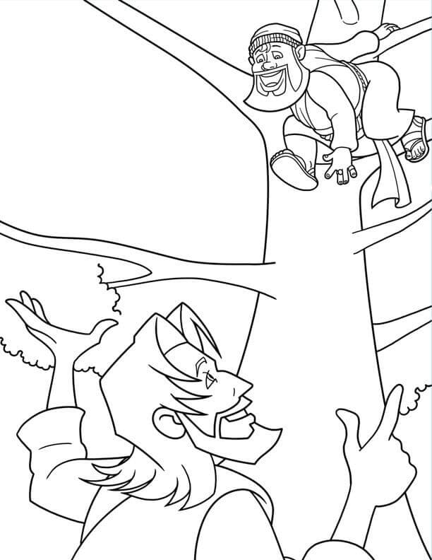 Desenho de Zaqueu no Evangelho para Colorir com Lápis de Cor