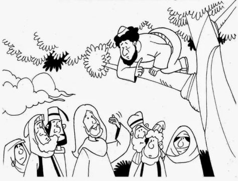 Desenho de Zaqueu Passagem bíblica para Colorir Imprimir