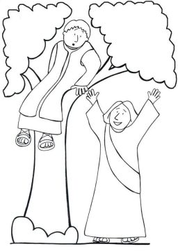 Desenho de Zaqueu Subindo na árvore para Imprimir Imprimível