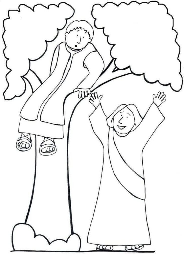 Desenho de Zaqueu Subindo na Árvore para Imprimir Imprimivel
