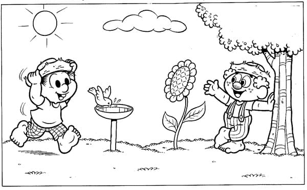Desenho de Chico Bento e Zé Lele para Colorir