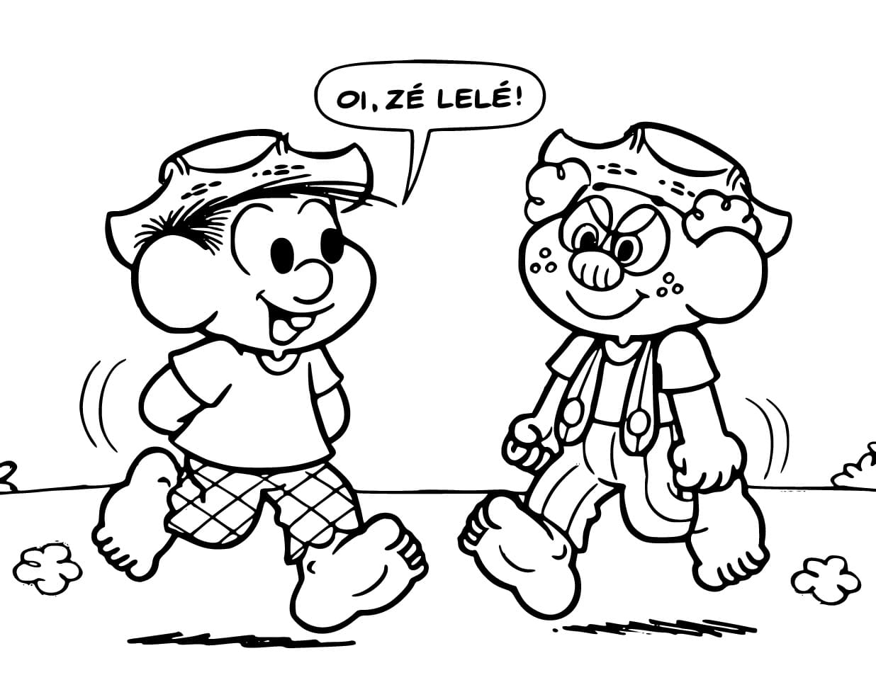 Desenho de Zé Lele e Chico Bento para Colorir
