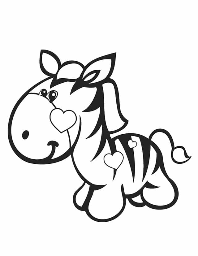 Desenho de Pequena Zebra para Colorir
