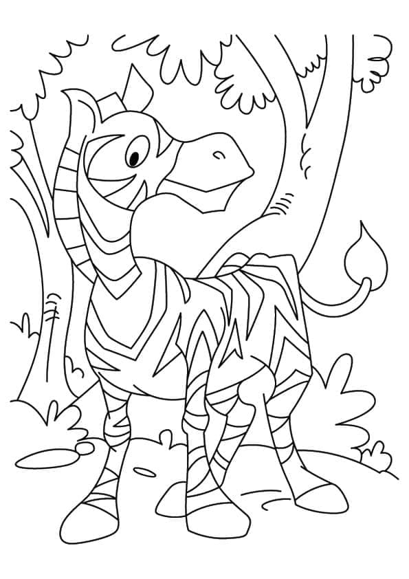 Desenho de uma Zebra Feliz para Colorir