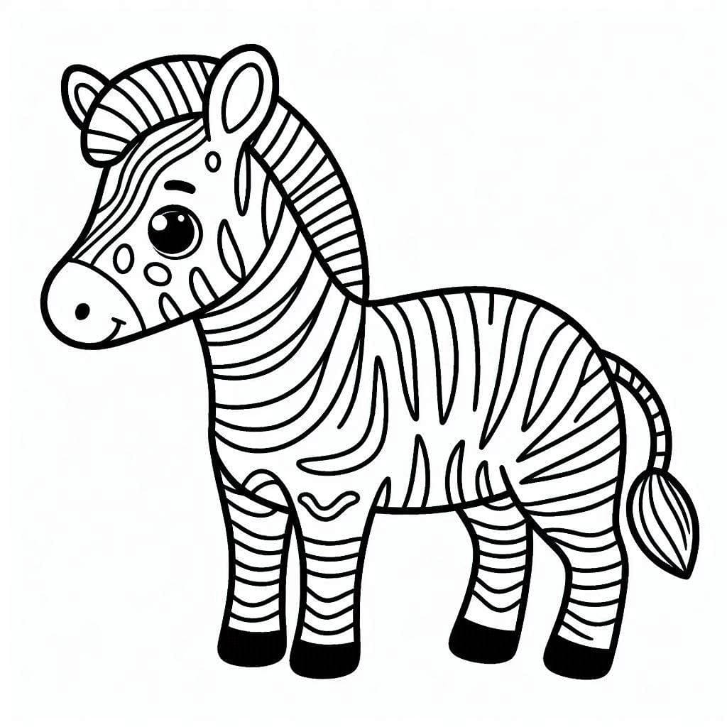 Desenho de uma Zebra Fofa para Colorir