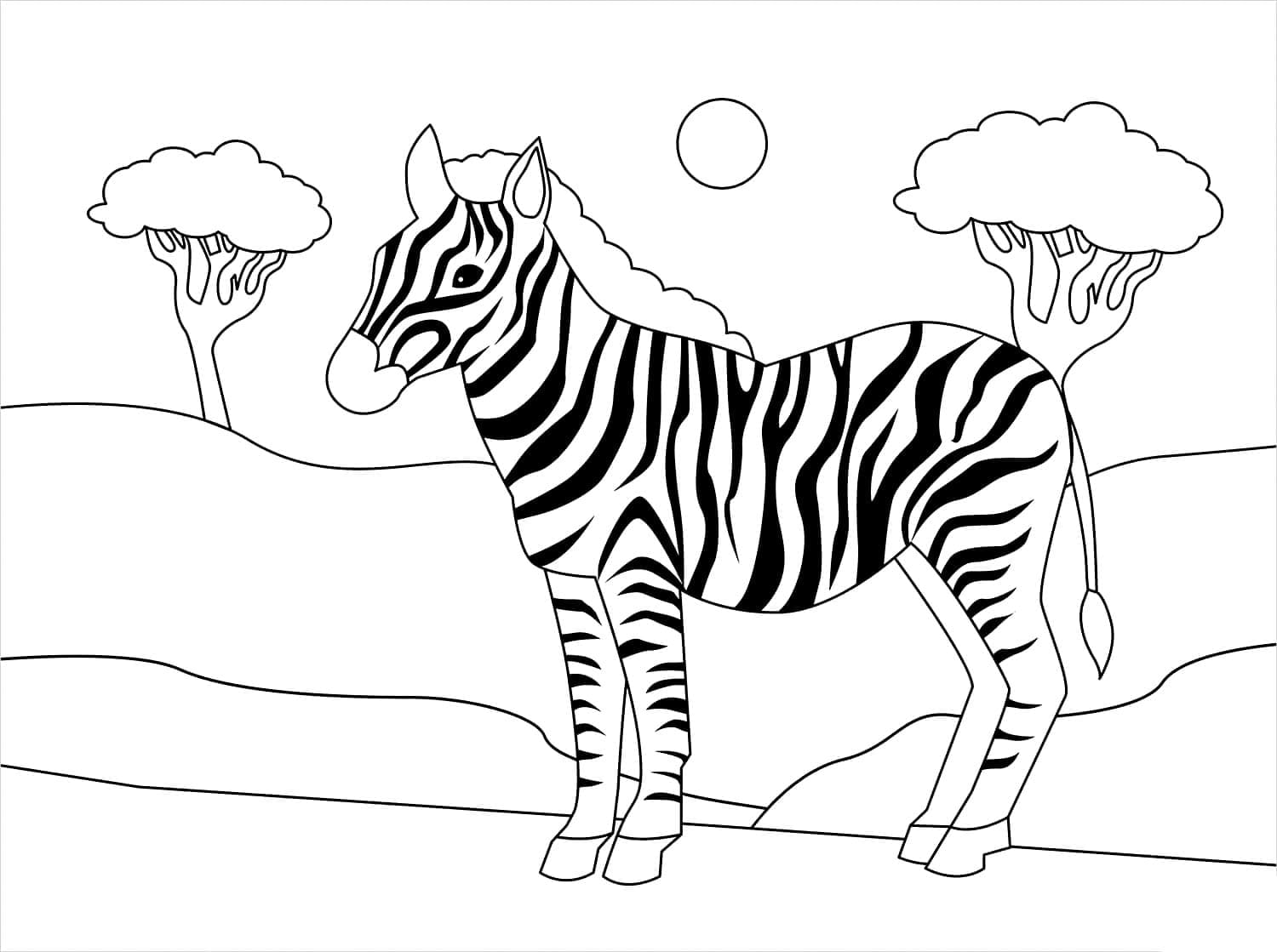Desenho de uma Zebra Selvagem para Colorir