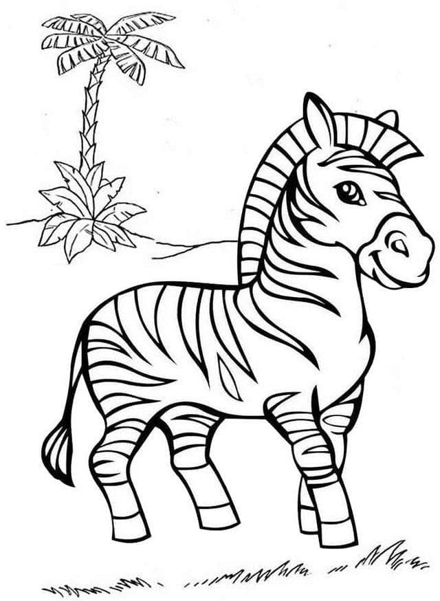 Desenho de uma Zebra de Desenho Animado para Colorir