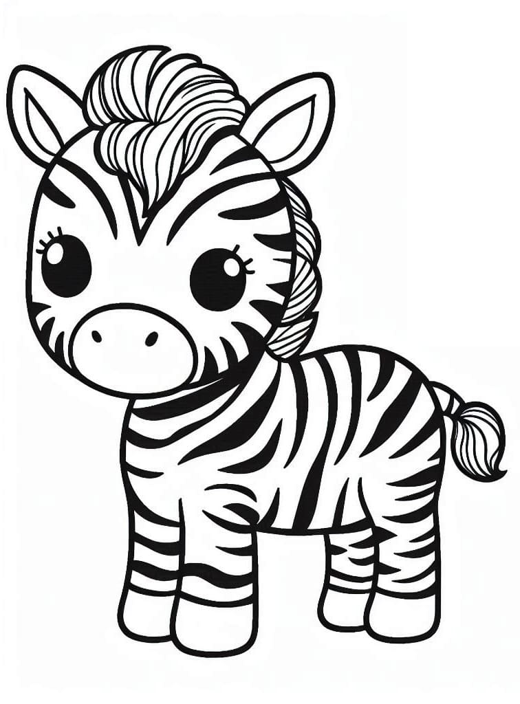 Desenho de uma Zebra Muito Fofa para Colorir