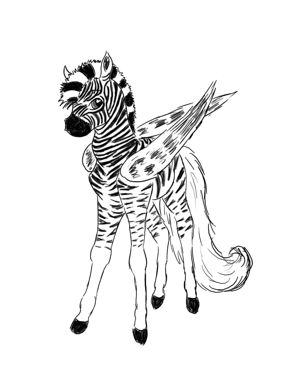Desenho de Zebra Alada para Colorir