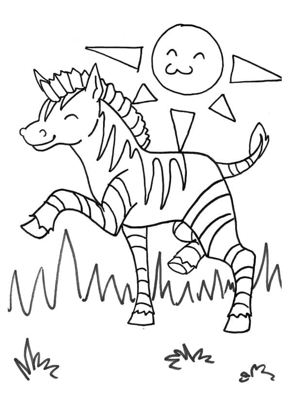 Desenho de Zebra Animada para Colorir