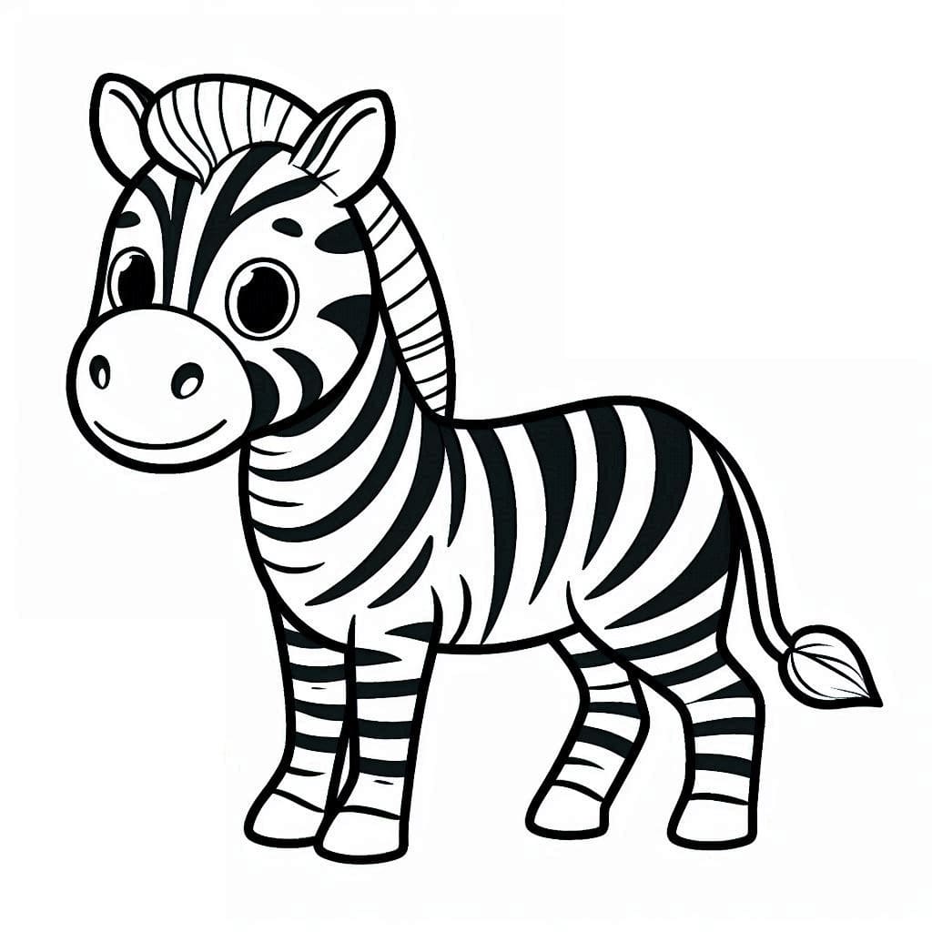 Desenho de Zebra Fofa para Colorir