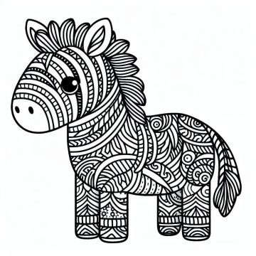 Desenho de Zebra Zentangle para Colorir
