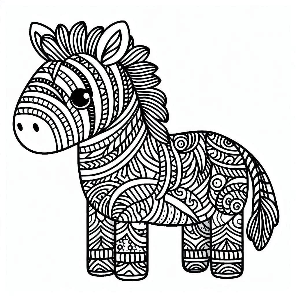 Desenho de Zebra Zentangle para Colorir