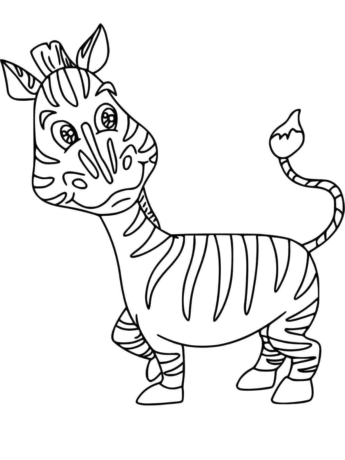 Desenho de Zebra de Desenho Animado para Colorir