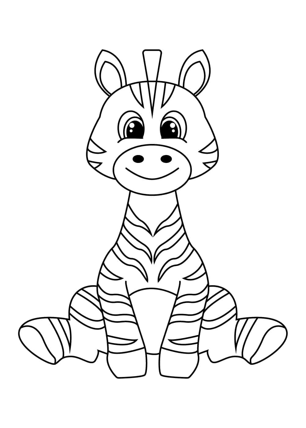 Desenho de Zebra Muito Feliz para Colorir