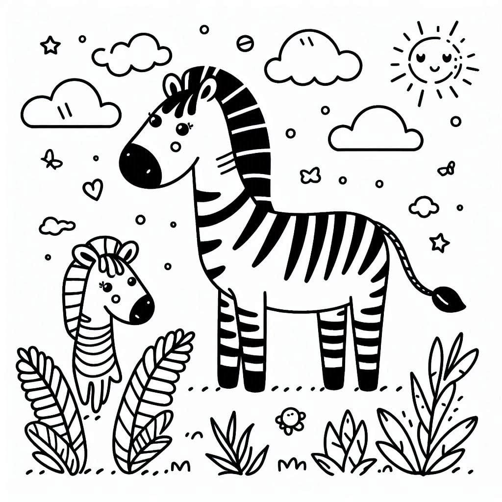 Desenho de Zebra Muito Fofa para Colorir