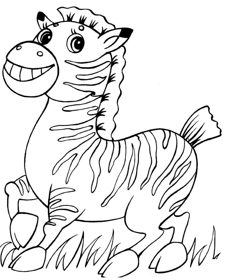 Desenho de Zebra na Selva Imprimivel para Colorir
