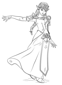 Desenho de Zelda Jogo para Imprimir e Colorir