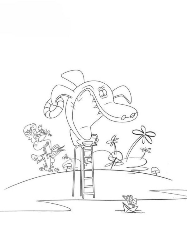 Desenho de Zig e Sharko para Colorir Fácil Pdf