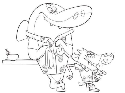 Desenho de Zig e Sharko Pdf Imprimível para Colorir