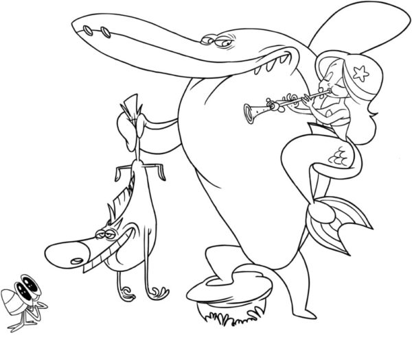 Desenho de Zig e Sharko Pdf para Imprimir e Colorir