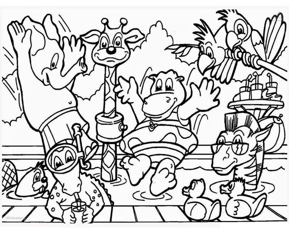 Desenho de Zoológico para Colorir com Lápis de Cor