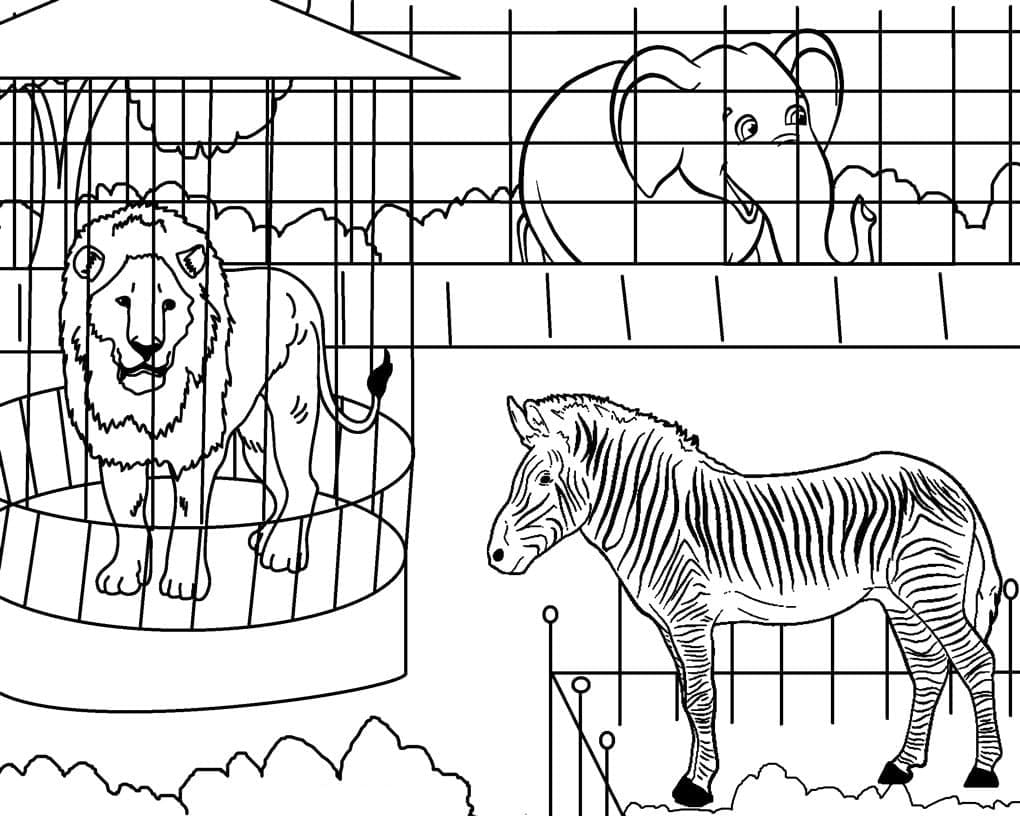 Desenho de Zoológico para Colorir com Tinta Guache Pdf