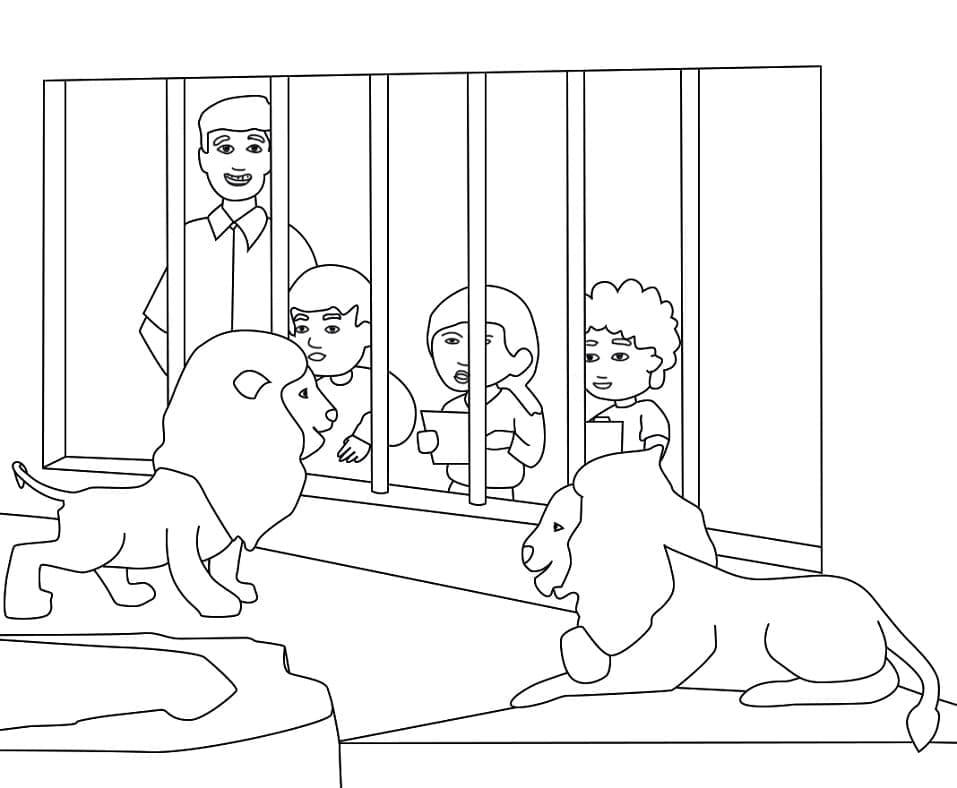 Desenho de Zoológico para Imprimir e Colorir