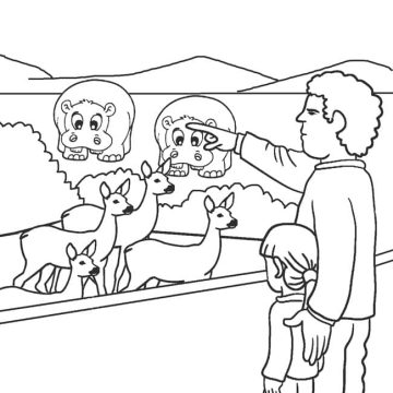 Desenho de zoológico para Pintar com lápis de Cor