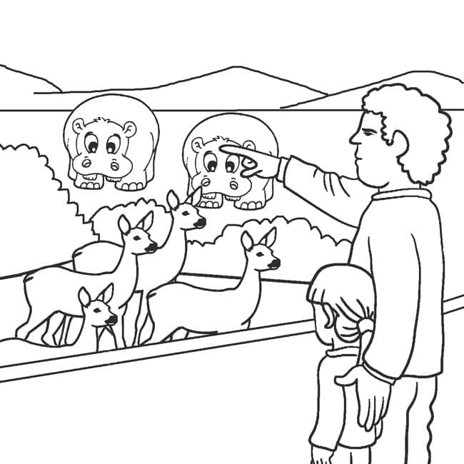 Desenho de Zoológico para Pintar com Lápis de Cor