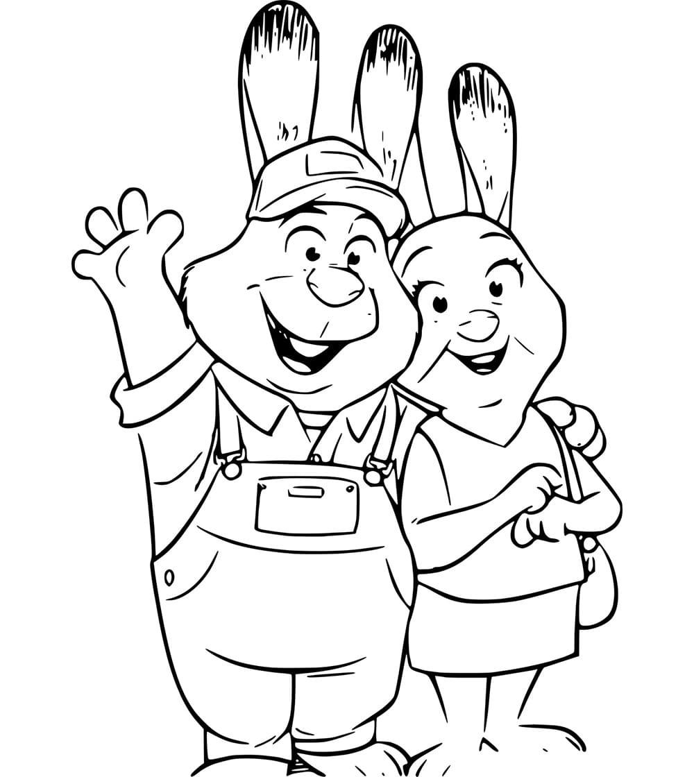 Desenho de Bonnie e Stu Hopps de Zootopia para Colorir