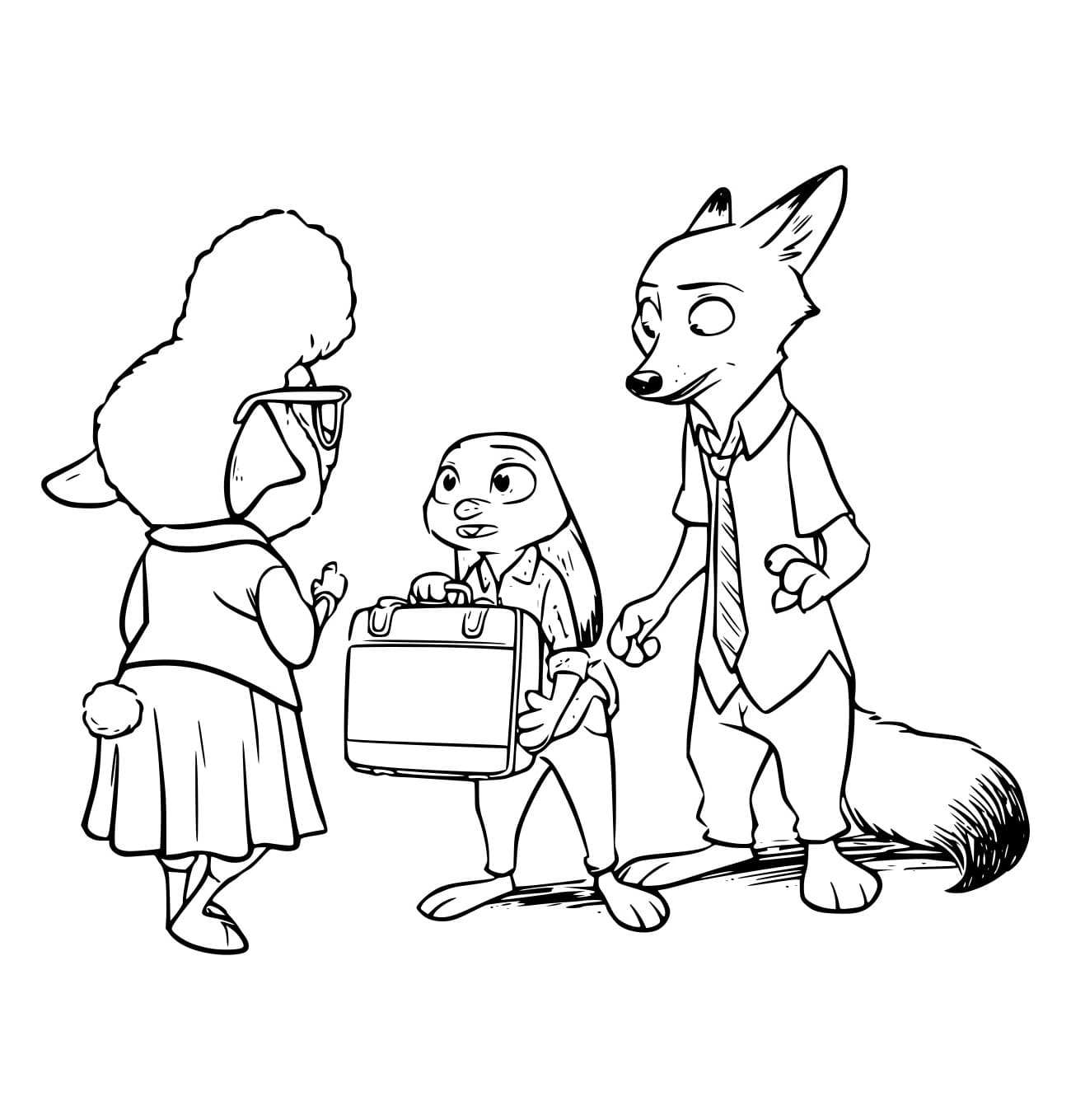 Desenho de Judy Nick e o Bellwether para Colorir