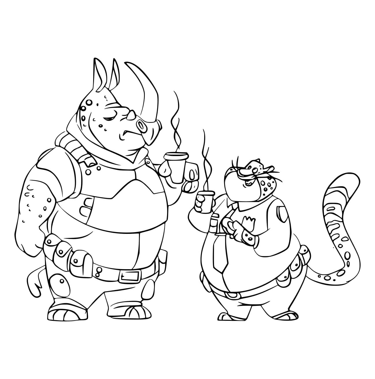 Desenho de Policiais de Zootopia para Colorir