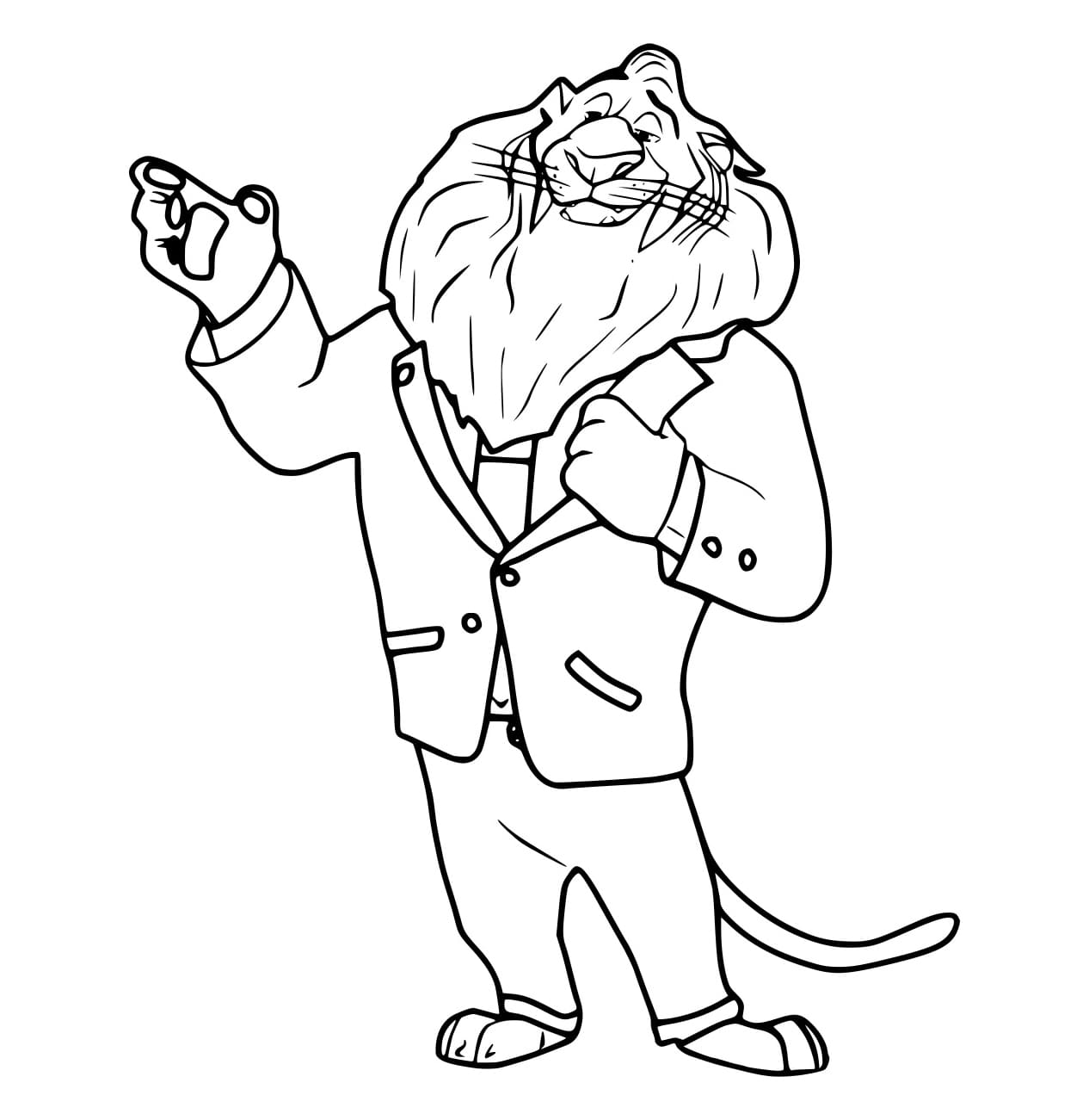 Desenho de Prefeito Lionheart de Zootopia para Colorir