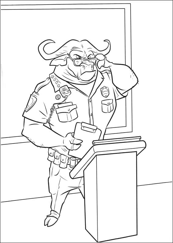 Desenho Chefe Bogo de Zootopia para Colorir